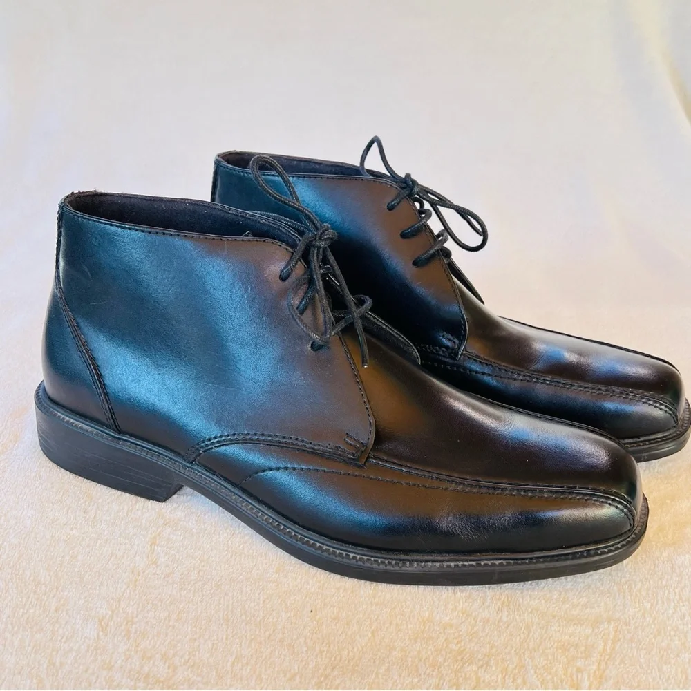 Bostonian Flexlite Men's Lightweight Chukka Boots Leather Black Italy SIZE 10